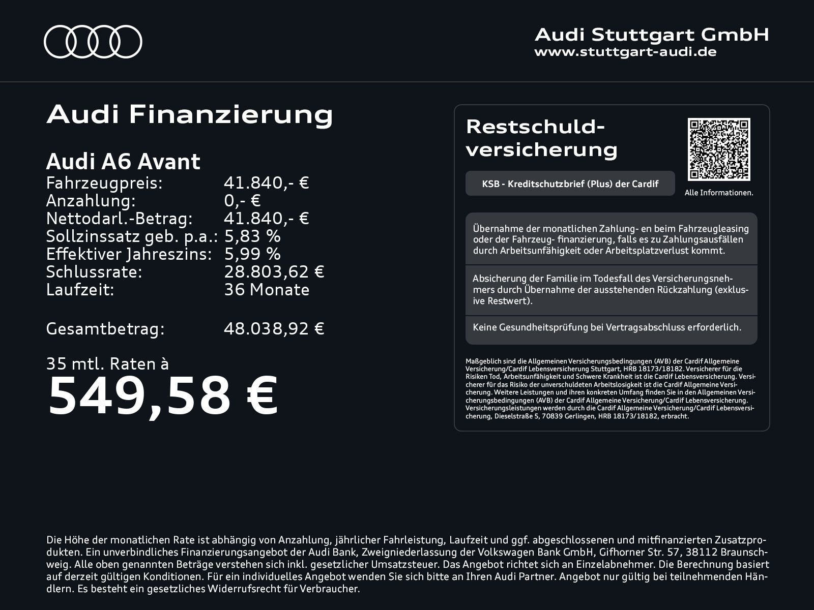 Audi A6 2023 г. Чёрный, пробег 42635 км
