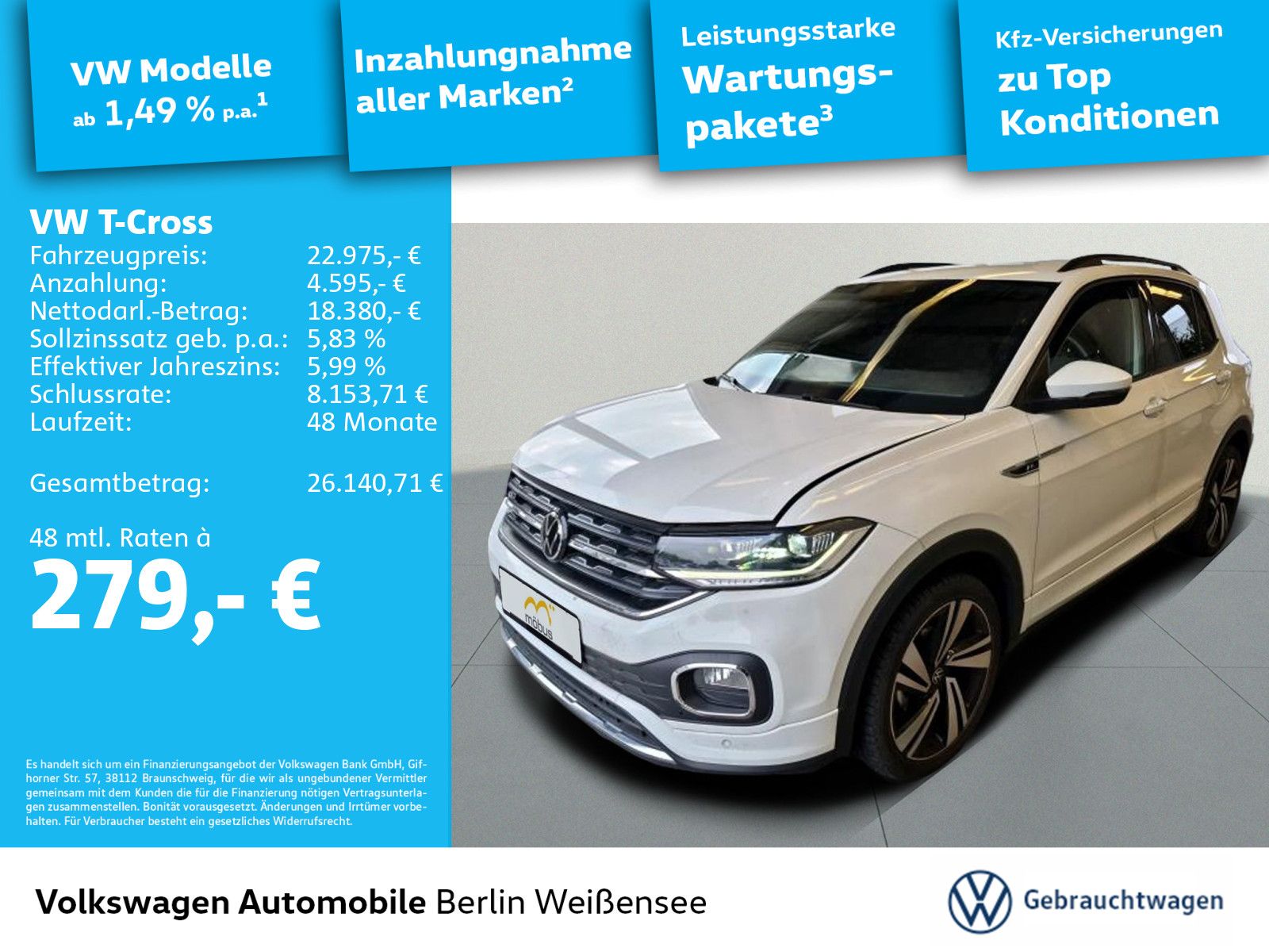 Volkswagen T-Cross 2022 г. Белый, пробег 25708 км
