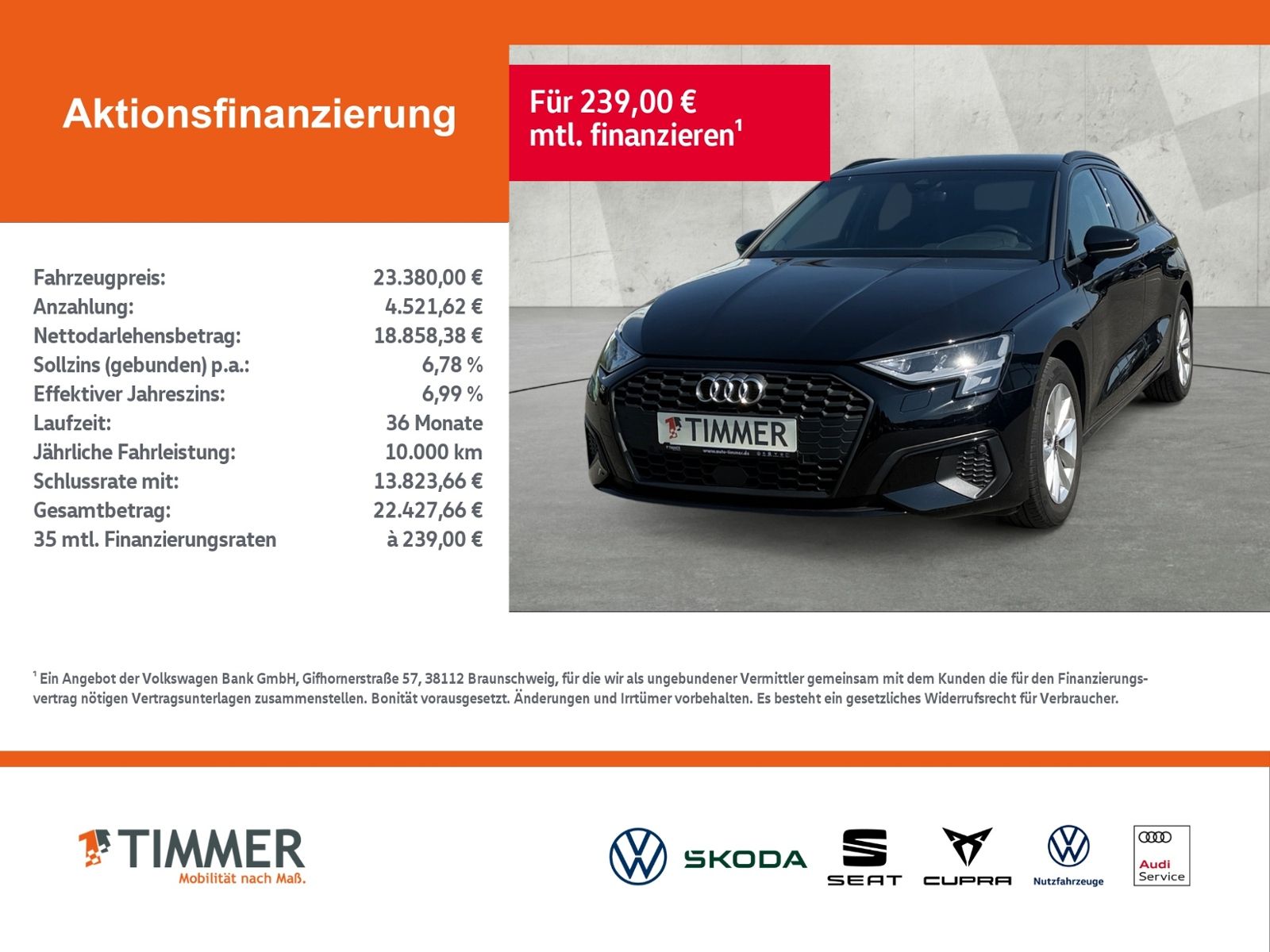 Audi A3 2023 г. Чёрный, пробег 58430 км