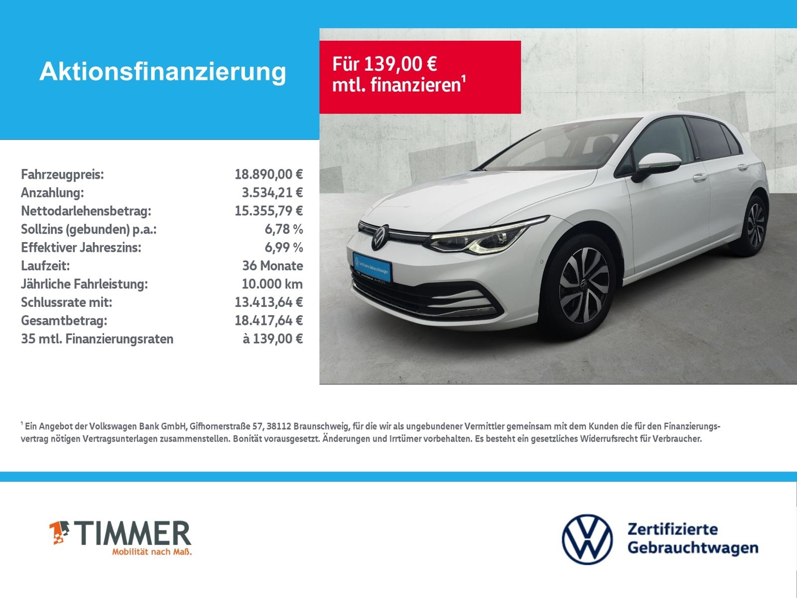 Volkswagen Golf 2023 г. Белый, пробег 51220 км