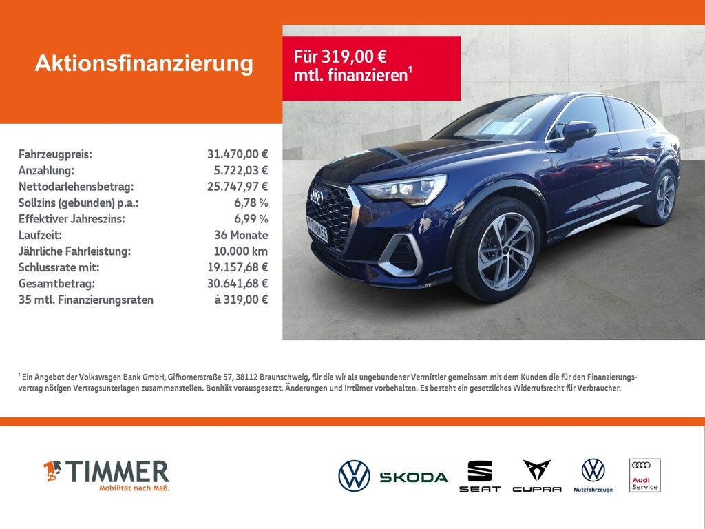 Audi Q3 2023 г. Синий, пробег 54069 км