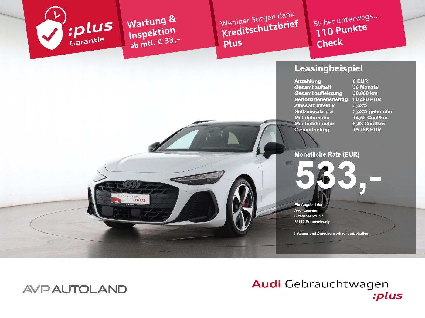 Audi A6 2025 г. Белый, пробег 24989 км
