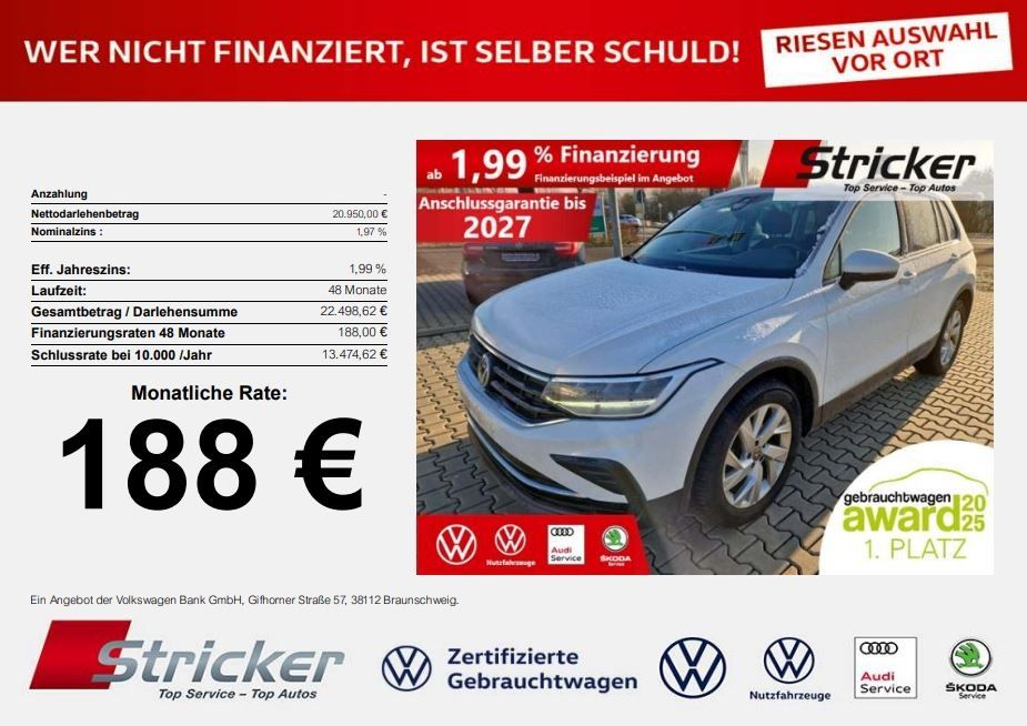 Volkswagen Tiguan 2022 г. Белый, пробег 47015 км