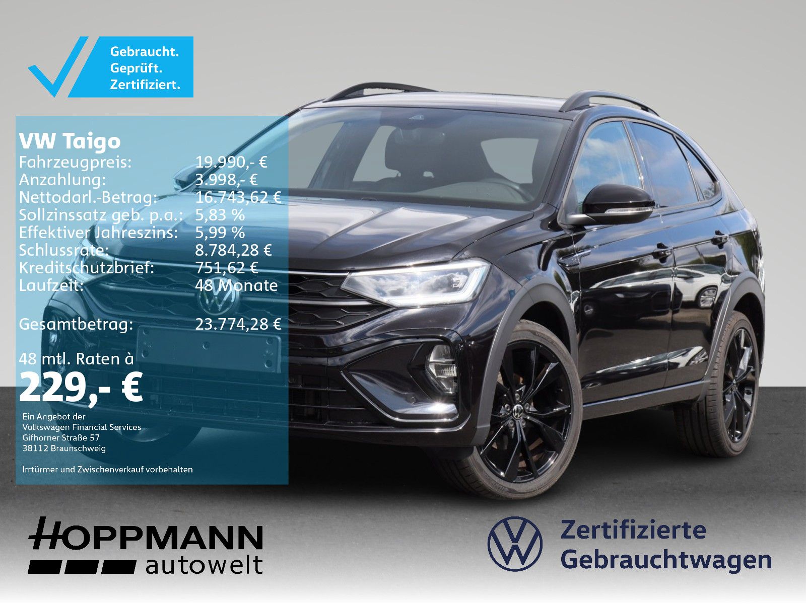 Volkswagen Taigo 2022 г. Чёрный, пробег 55378 км