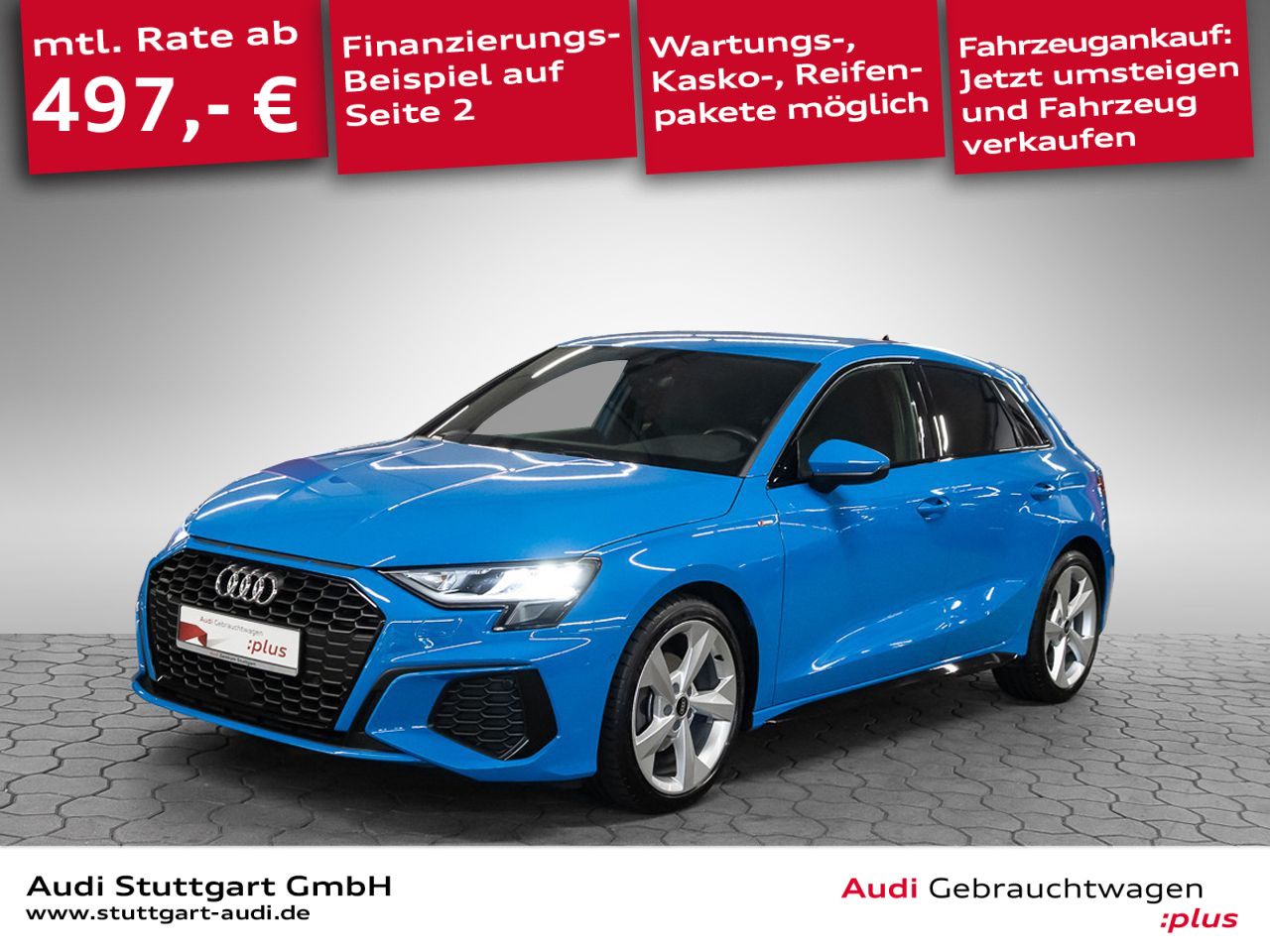 Audi A3 2022 г. Синий, пробег 59500 км