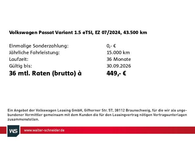 Volkswagen PASSAT VARIANT 2024 г. Белый, пробег 43500 км