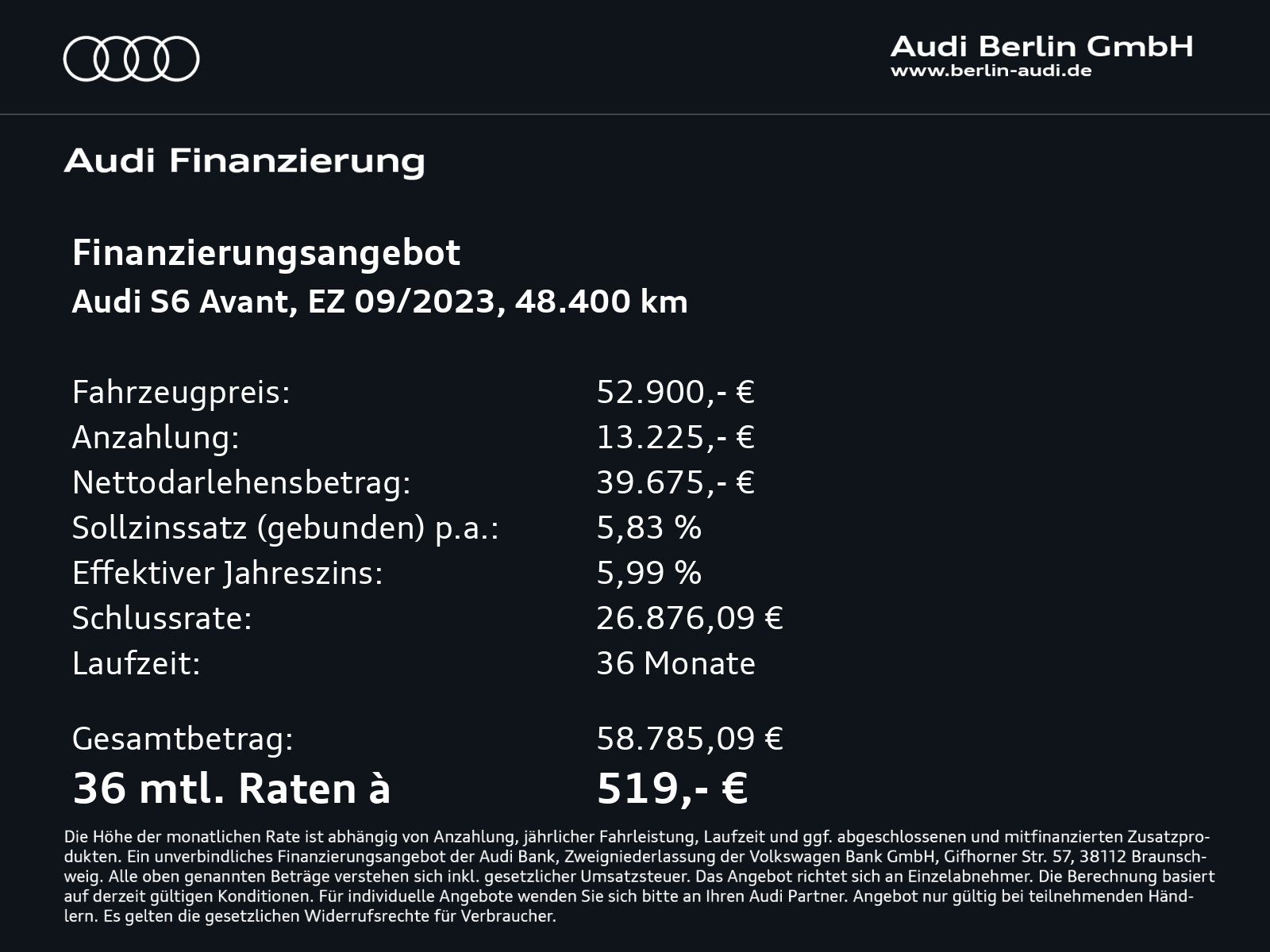 Audi S6 2023 г. Чёрный, пробег 48400 км
