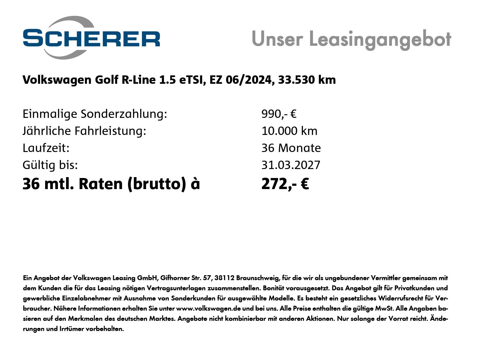 Volkswagen Golf 2024 г. Белый, пробег 33530 км