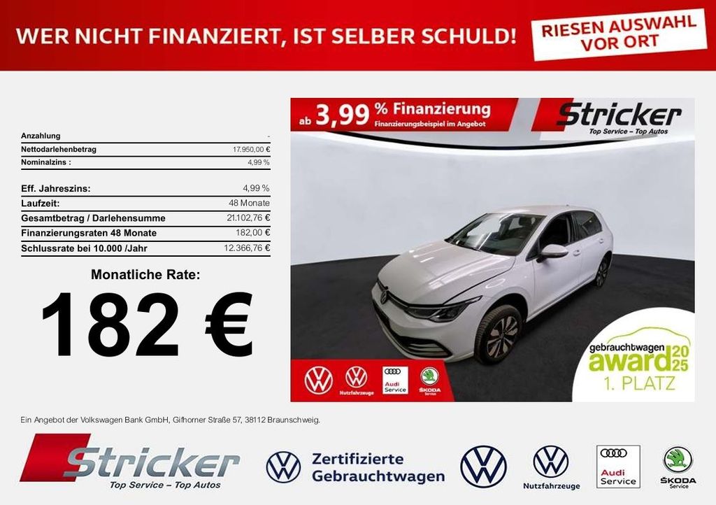 Volkswagen Golf 2023 г. Белый, пробег 47233 км