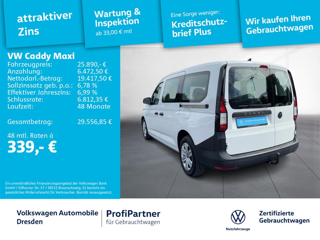 Volkswagen CADDY MAXI 2023 г. Белый, пробег 51390 км
