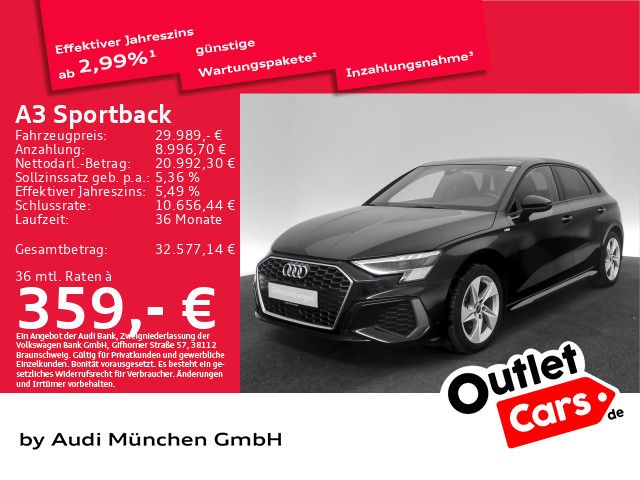 Audi A3 2023 г. Чёрный, пробег 57602 км