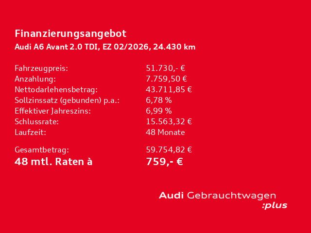 Audi A6 2026 г. Синий, пробег 24430 км