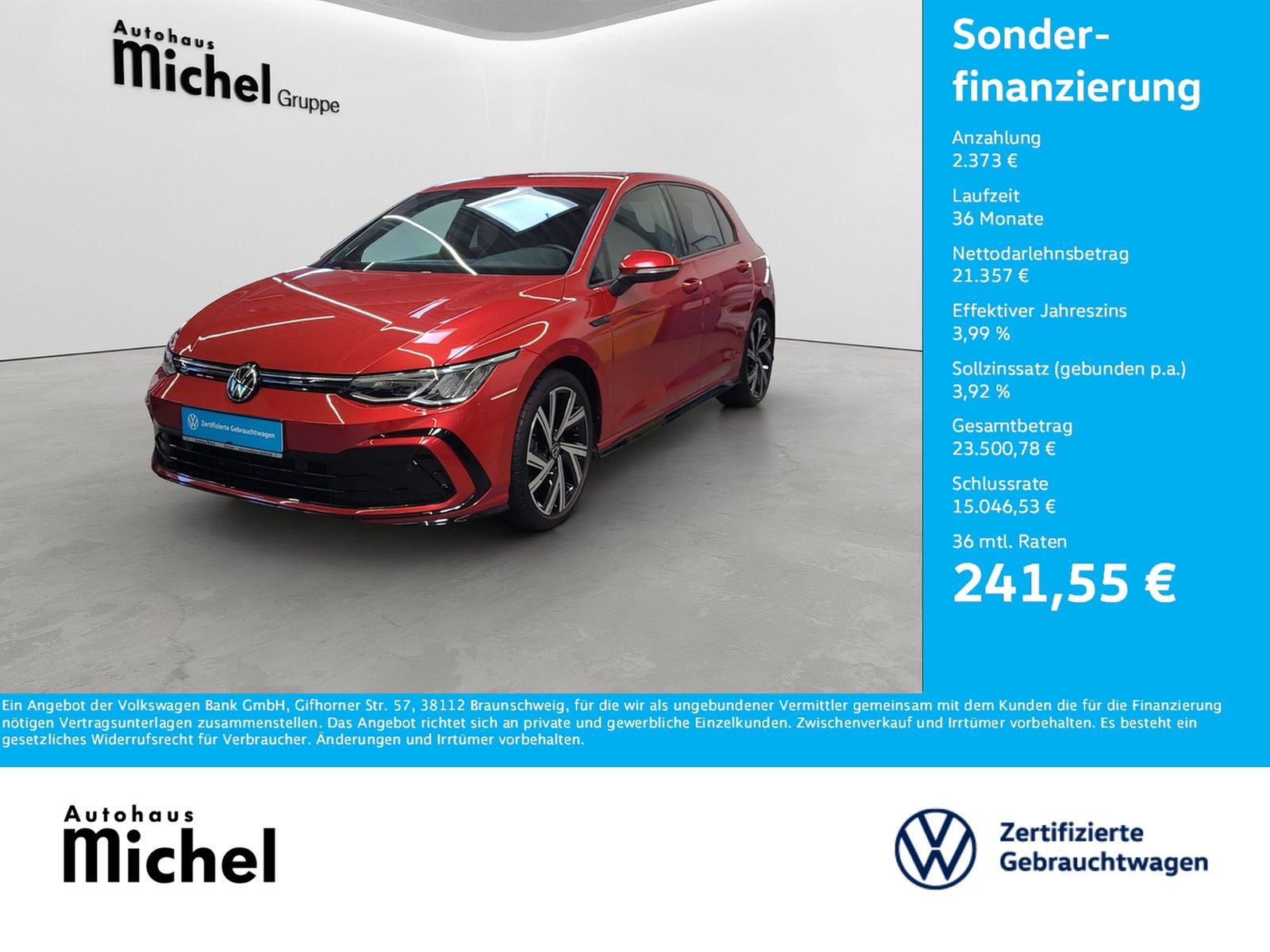 Volkswagen Golf 2022 г. Красный, пробег 38850 км