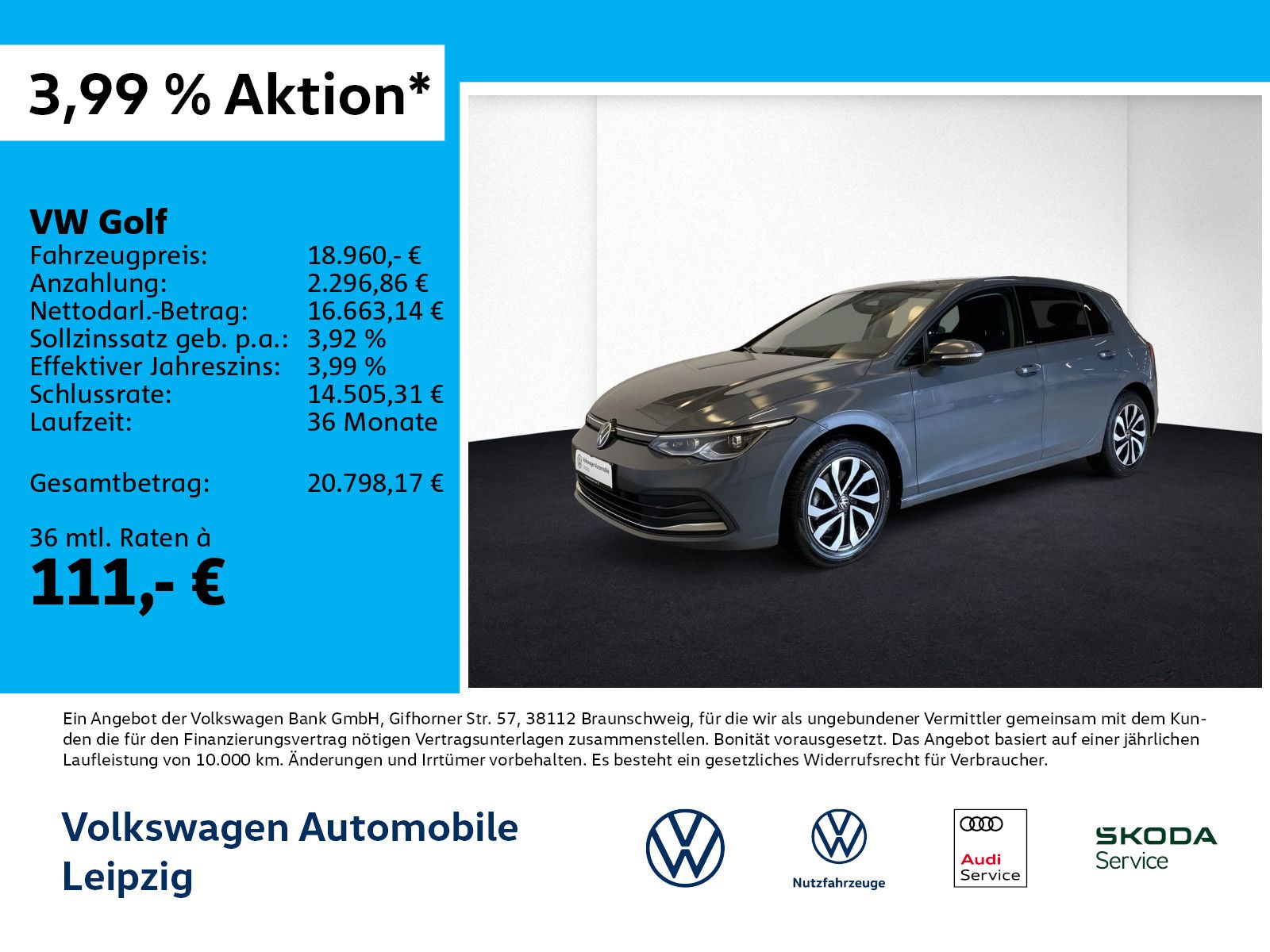 Volkswagen Golf 2023 г. Серый, пробег 47843 км