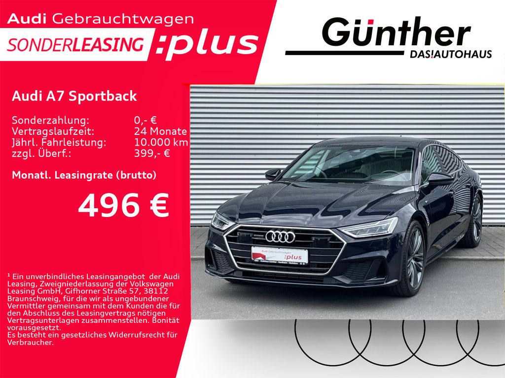 Audi A7 2023 г. Синий, пробег 55300 км