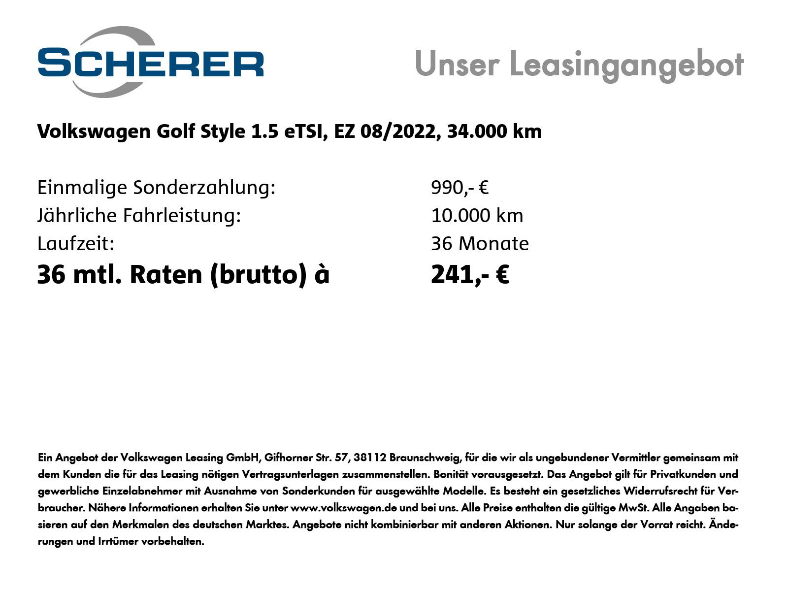 Volkswagen Golf 2022 г. Чёрный, пробег 34000 км