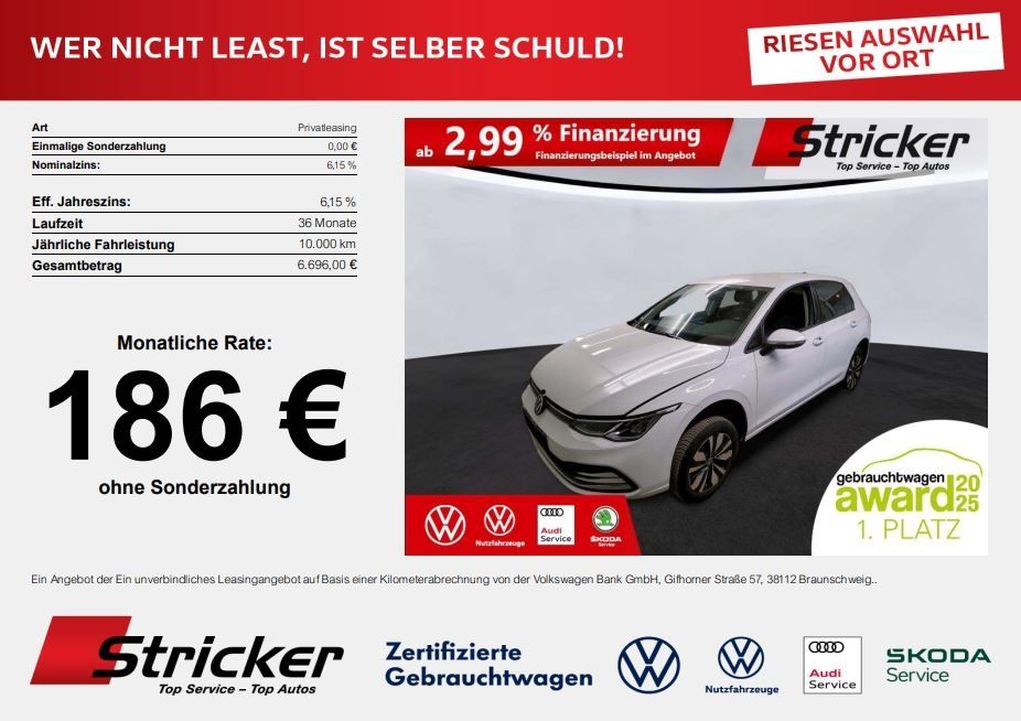 Volkswagen Golf 2023 г. Белый, пробег 47233 км