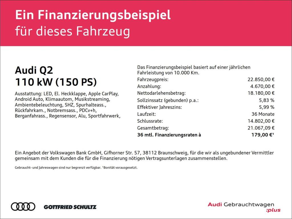 Audi Q2 2023 г. Чёрный, пробег 42537 км