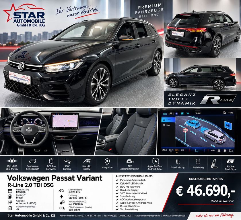 Volkswagen PASSAT VARIANT 2026 г. Чёрный, пробег 6029 км