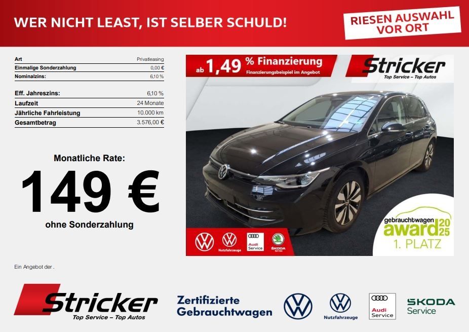 Volkswagen Golf 2025 г. Чёрный, пробег 22300 км