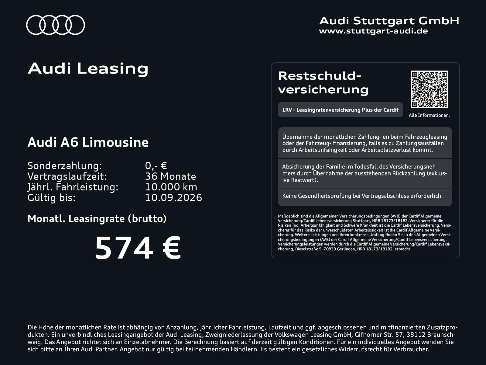 Audi A6 2026 г. Белый, пробег 6620 км