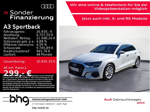 Audi A3 2023 г. Белый, пробег 35349 км