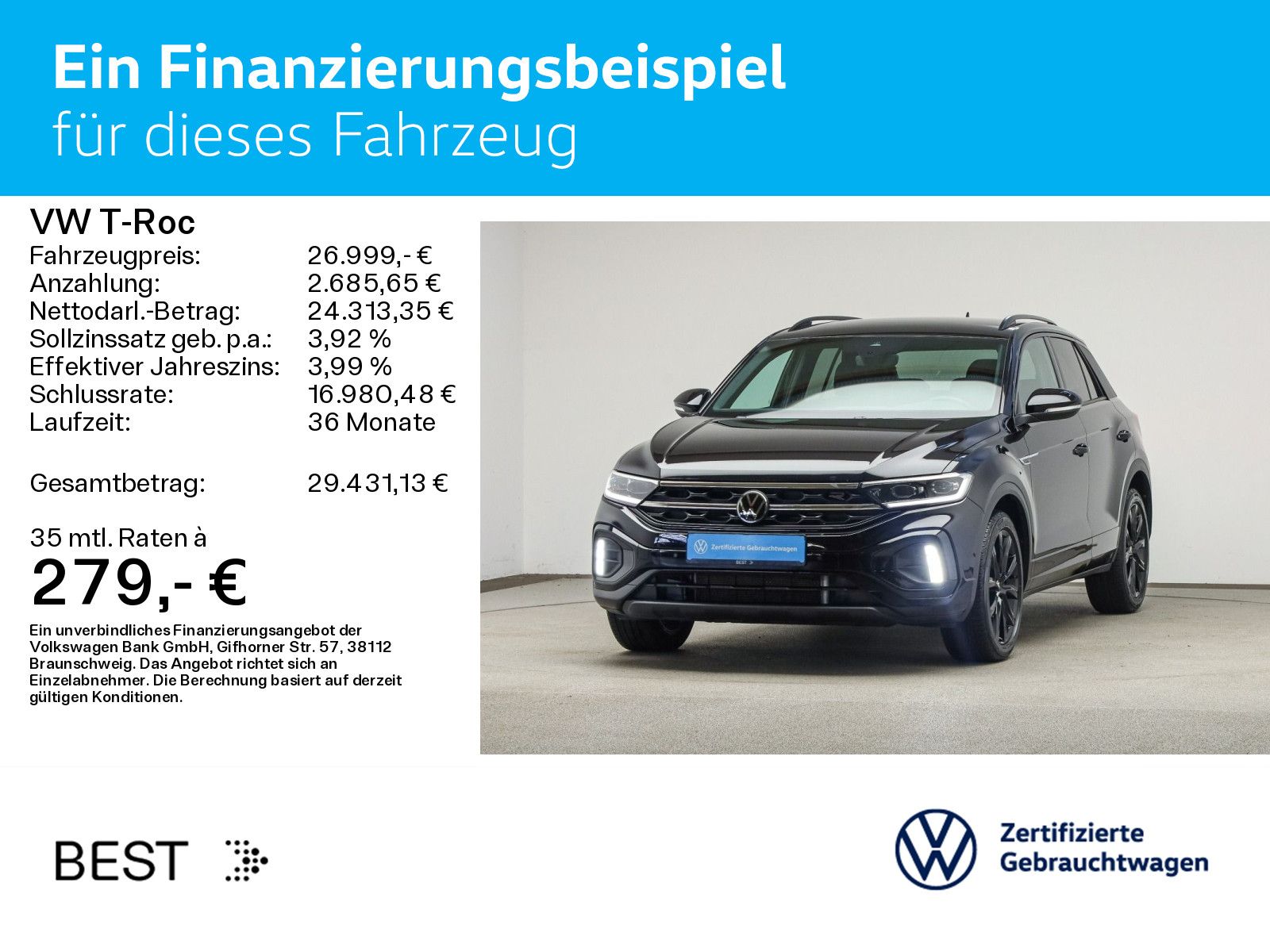 Volkswagen T-Roc 2023 г. Чёрный, пробег 22200 км