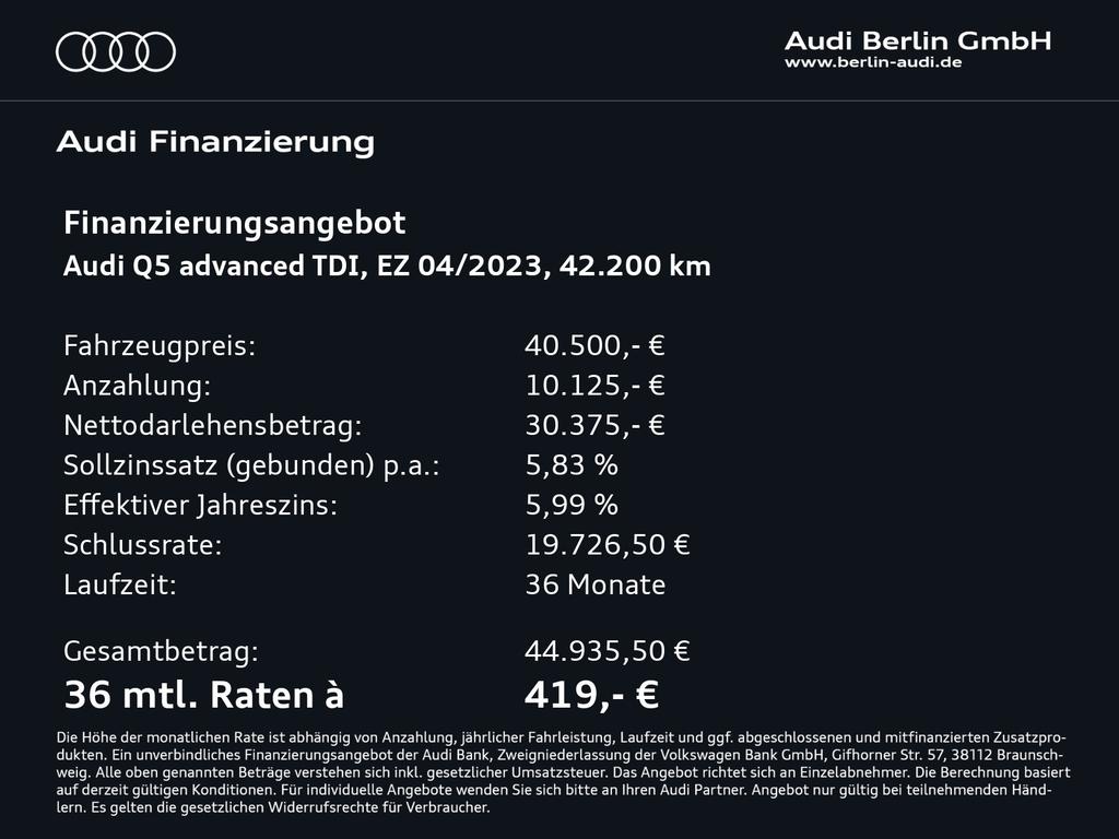 Audi Q5 2023 г. Серебристый, пробег 42200 км