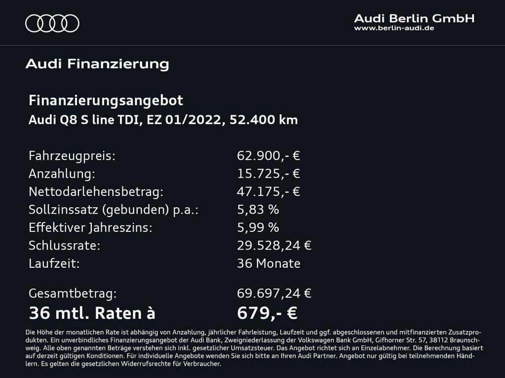 Audi Q8 2022 г. Красный, пробег 52400 км