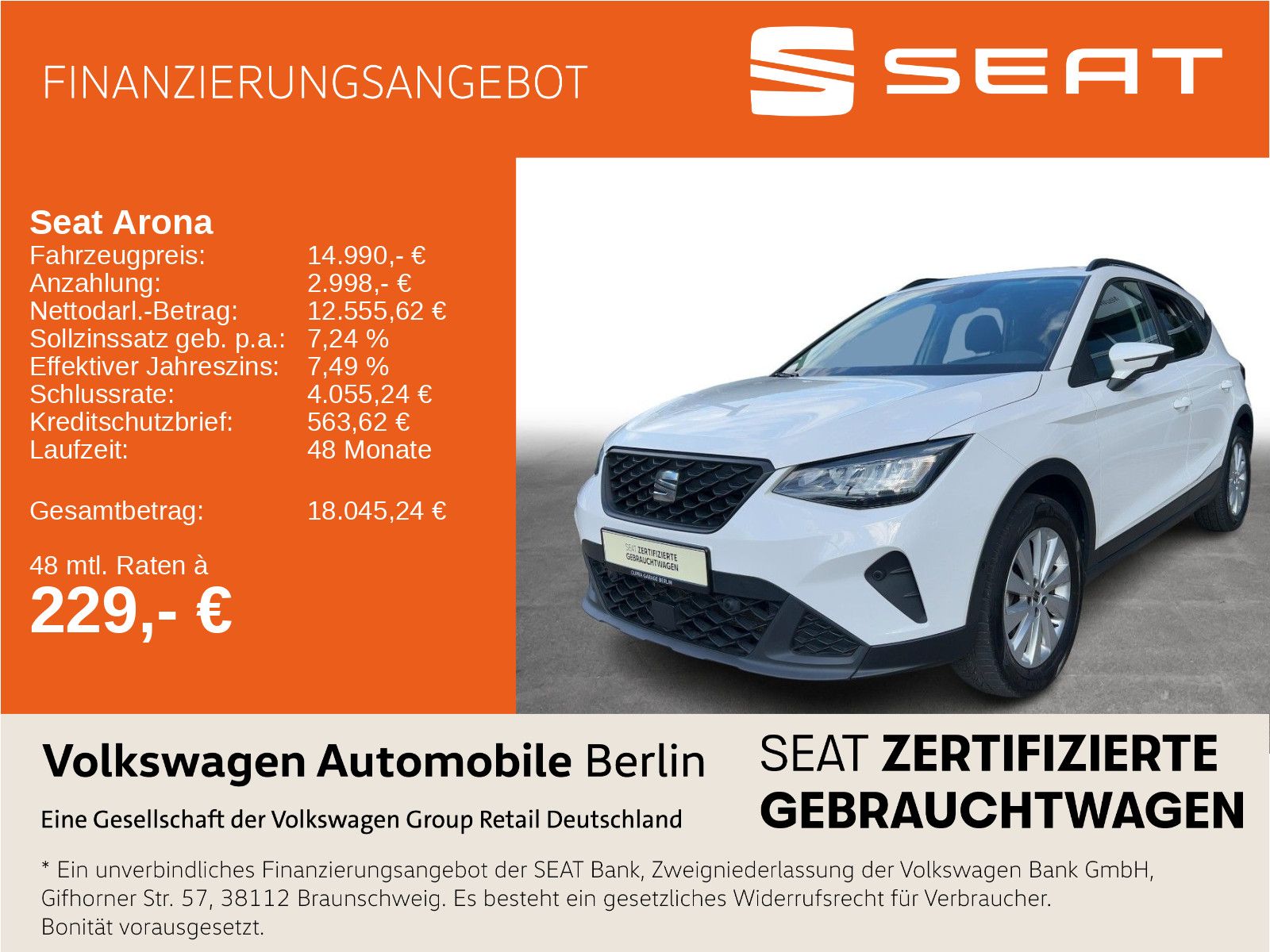 SEAT Arona 2023 г. Белый, пробег 57320 км