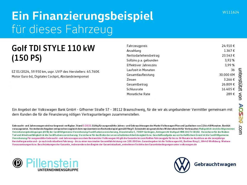 Volkswagen Golf 2024 г. Чёрный, пробег 59950 км