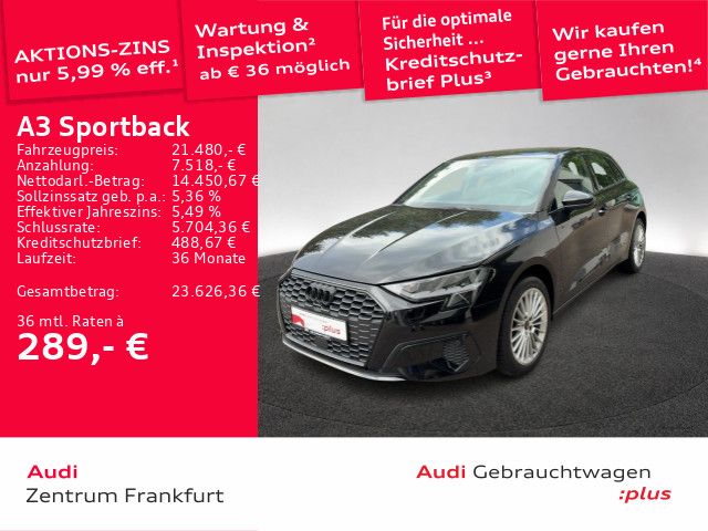 Audi A3 2023 г. Чёрный, пробег 49848 км