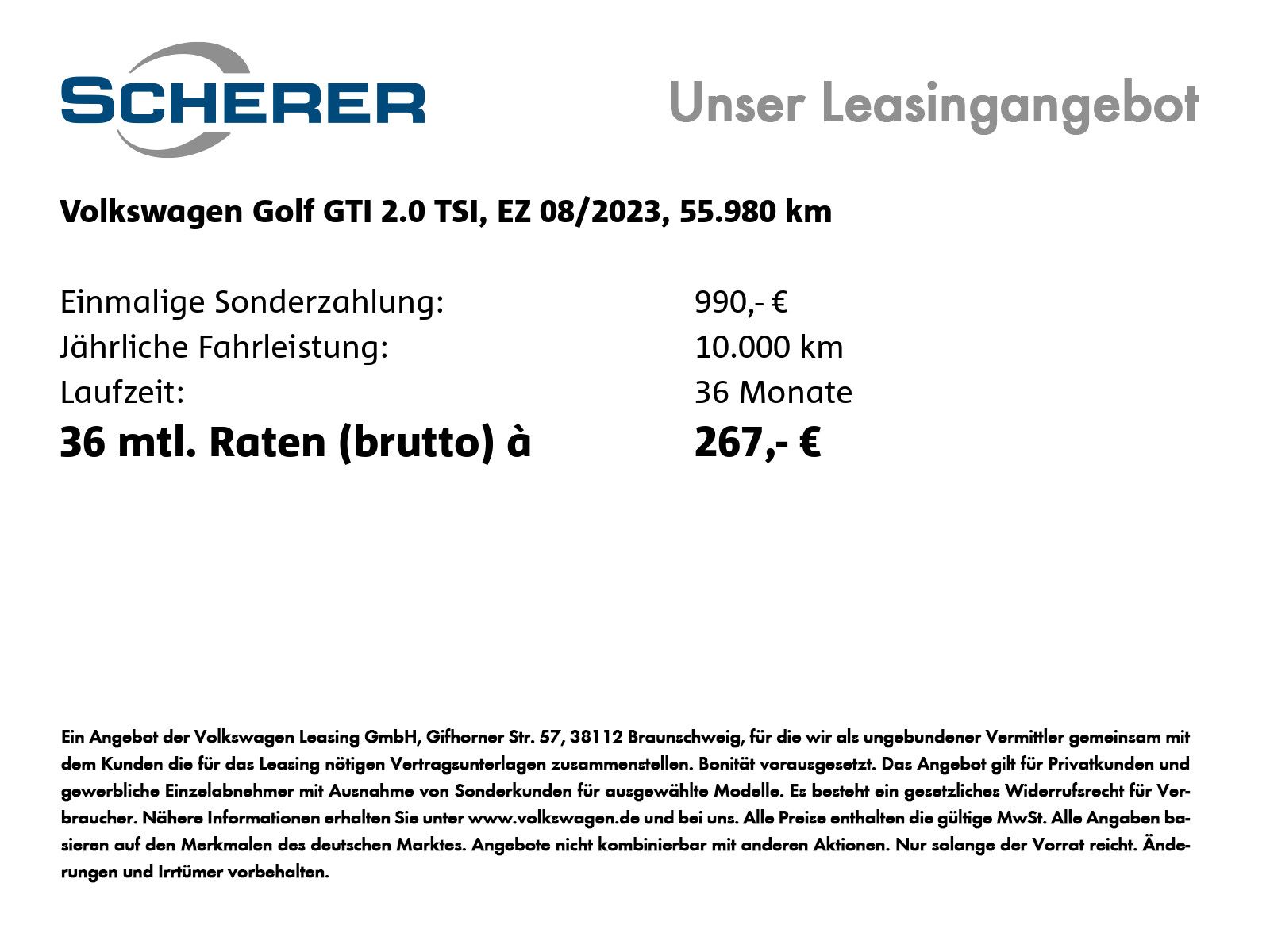 Volkswagen Golf 2023 г. Серый, пробег 55980 км