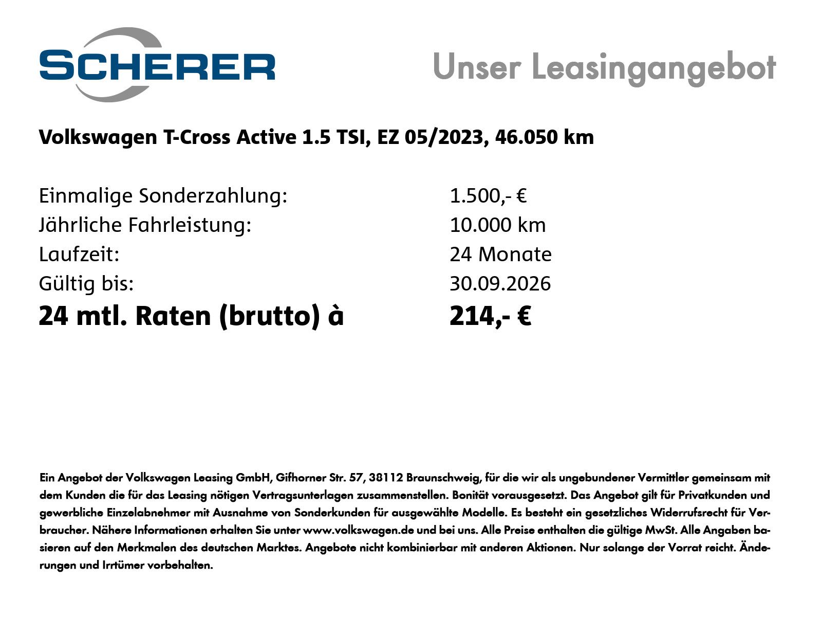 Volkswagen T-Cross 2023 г. Чёрный, пробег 46050 км