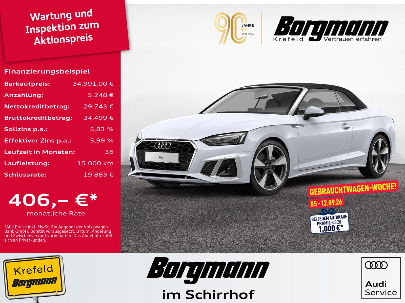 Audi A5 2022 г. Белый, пробег 41165 км