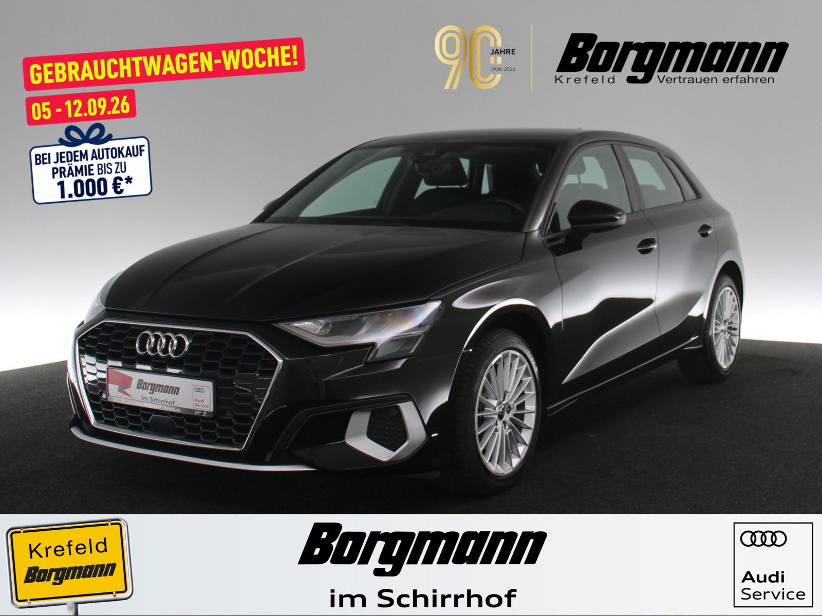 Audi A3 2023 г. Чёрный, пробег 26195 км