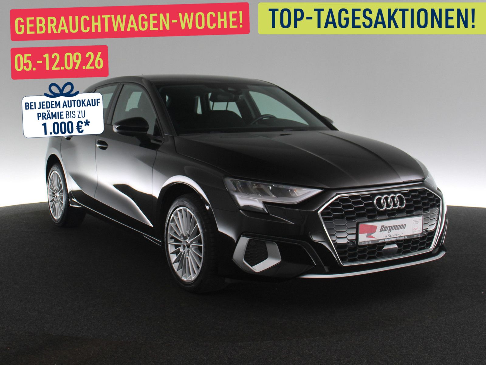 Audi A3 2023 г. Чёрный, пробег 26195 км