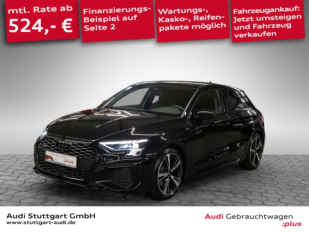 Audi A3 2023 г. Чёрный, пробег 26596 км