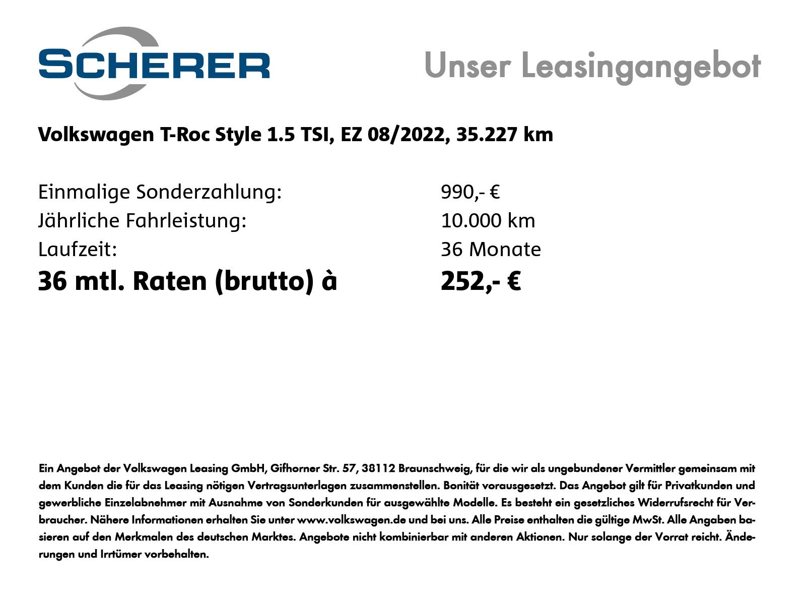 Volkswagen T-Roc 2022 г. Синий, пробег 35227 км