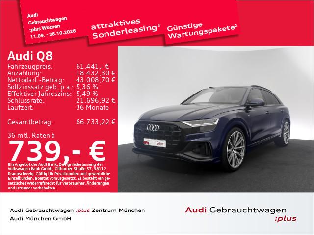 Audi Q8 2022 г. Синий, пробег 53809 км