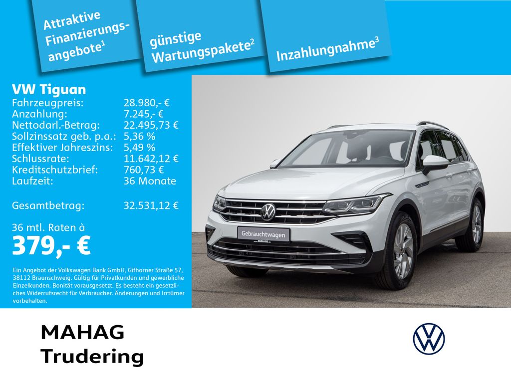 Volkswagen Tiguan 2023 г. Белый, пробег 33794 км