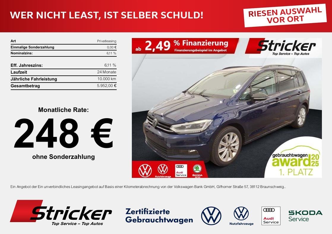 Volkswagen Touran 2026 г. Синий, пробег 25552 км