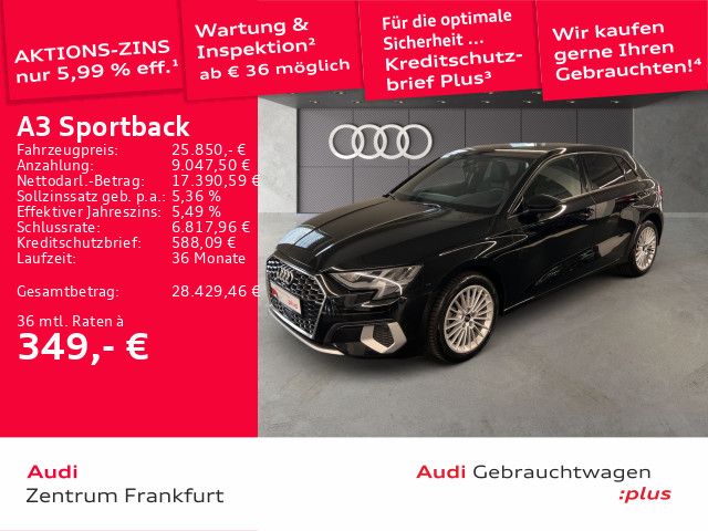 Audi A3 2023 г. Чёрный, пробег 38034 км