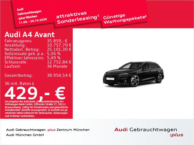 Audi A4 2024 г. Чёрный, пробег 33463 км