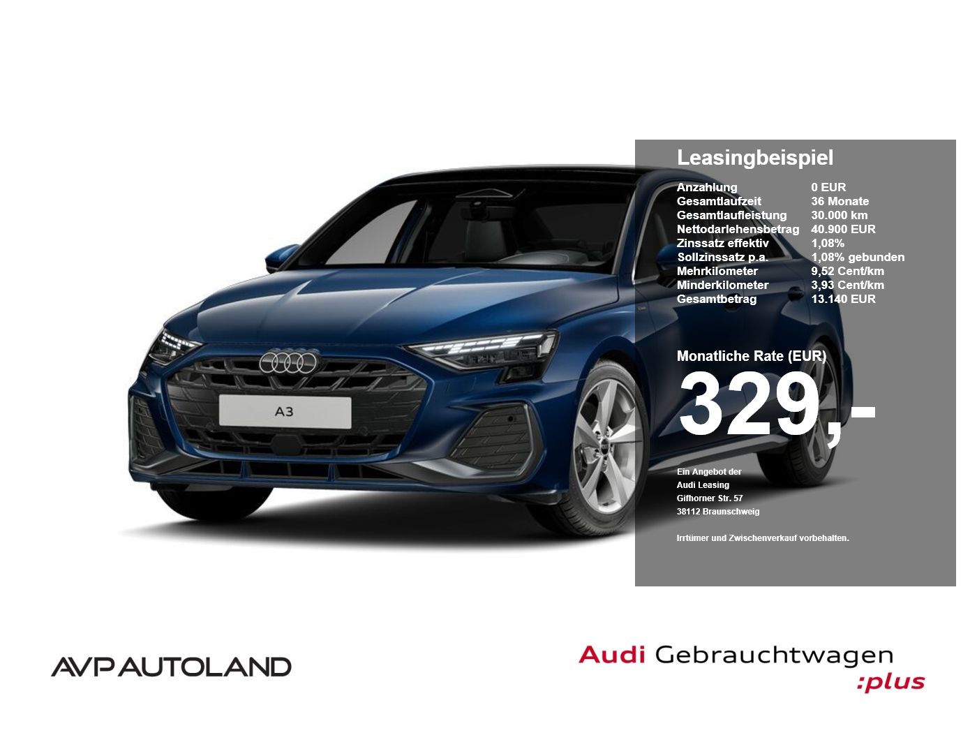 Audi A3 2026 г. Синий, пробег 5274 км