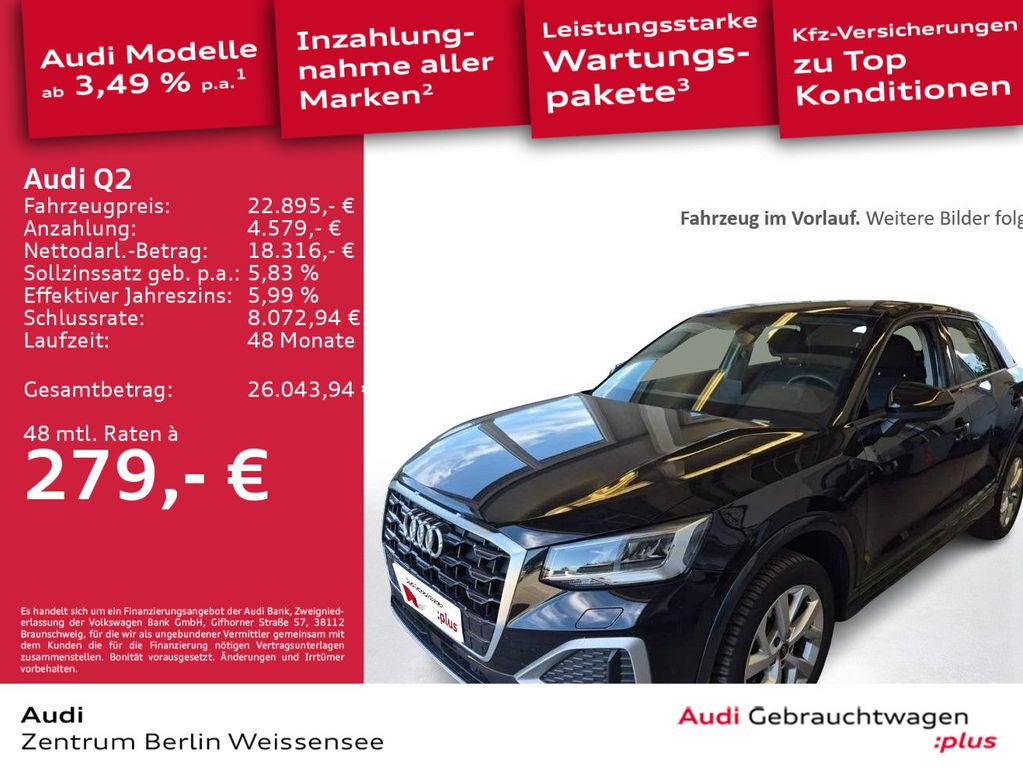 Audi Q2 2023 г. Чёрный, пробег 59116 км