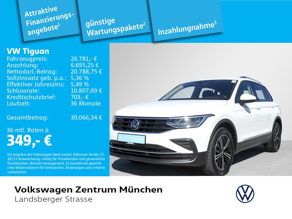 Volkswagen Tiguan 2022 г. Белый, пробег 59965 км