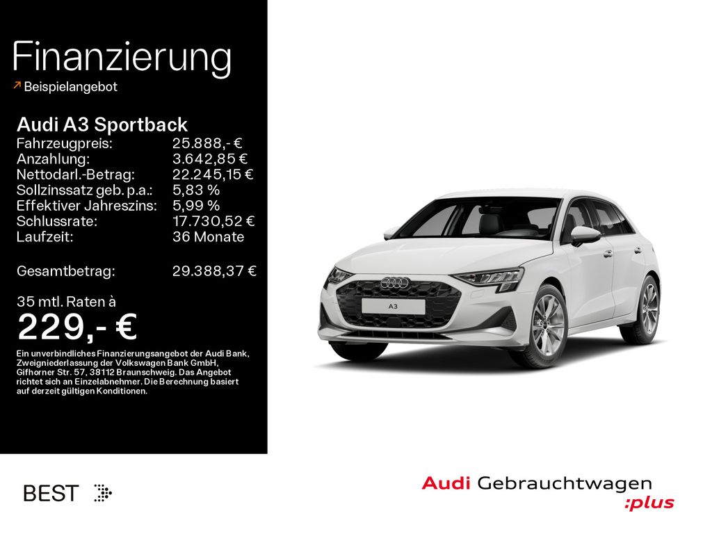 Audi A3 2025 г. Белый, пробег 18000 км