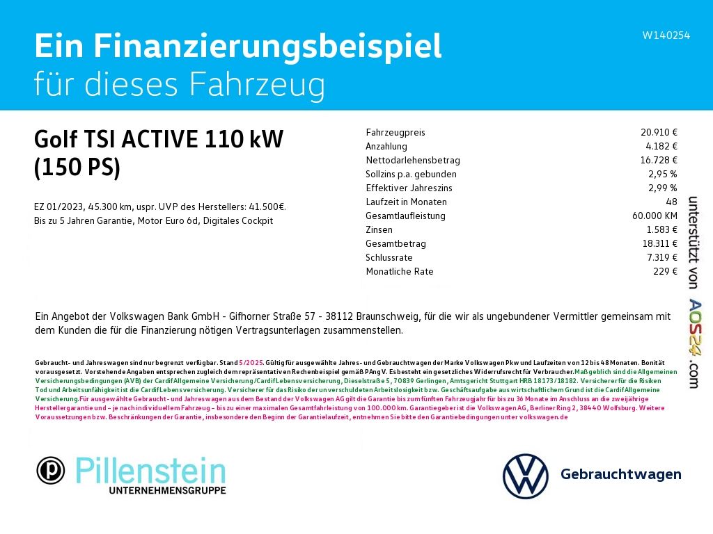 Volkswagen Golf 2023 г. Серый, пробег 45300 км