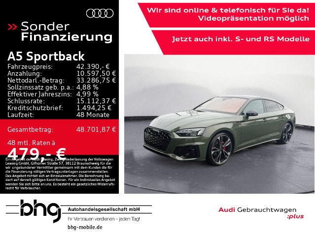Audi A5 2024 г. Зелёный, пробег 59926 км